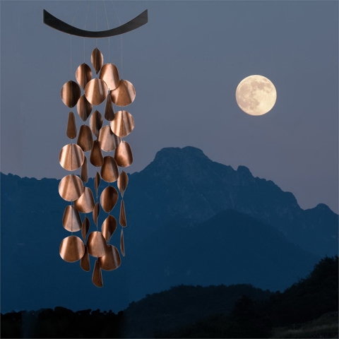 Woodstock Chimes MW Wind Chime, Moonlight Waves, Ash Wood/Steel, Black, Antiqued Copper - Image 2